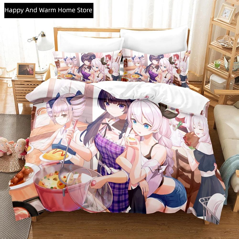 3D Аниме Honkai Impact 3-го Поколения Комплект Постельного Белья С Принтом 2_3 шт Мягкий Пододеяльник Комплект Постельного Белья Удобный Пододеяльник Для Дома Домашний Текстиль