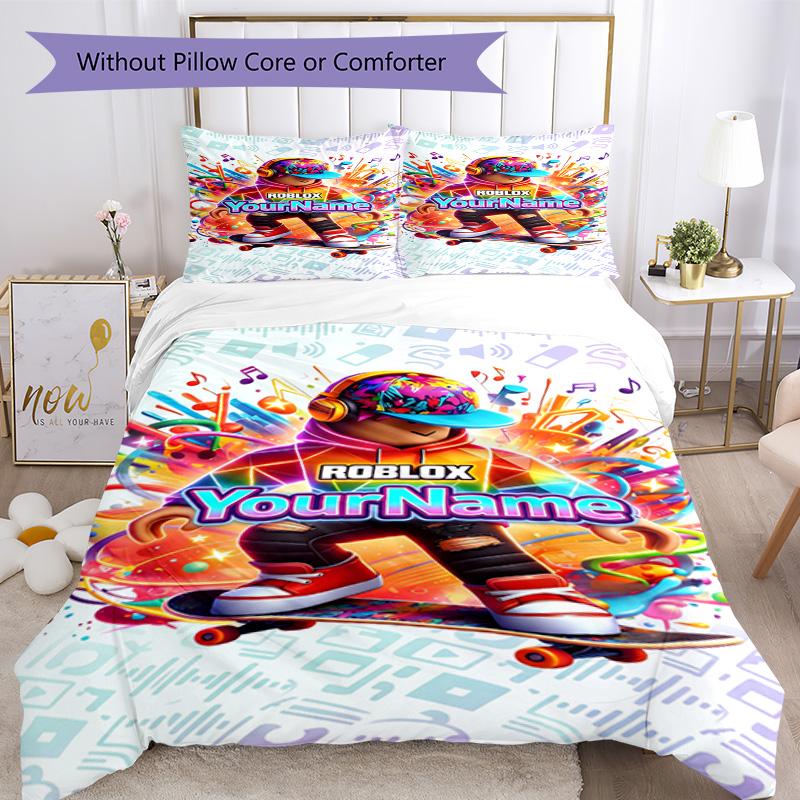 Roblox 81 Customize your name Bedding Set Breathable Duvet Cover with Pillowcases Home Decoration Birthday Gift