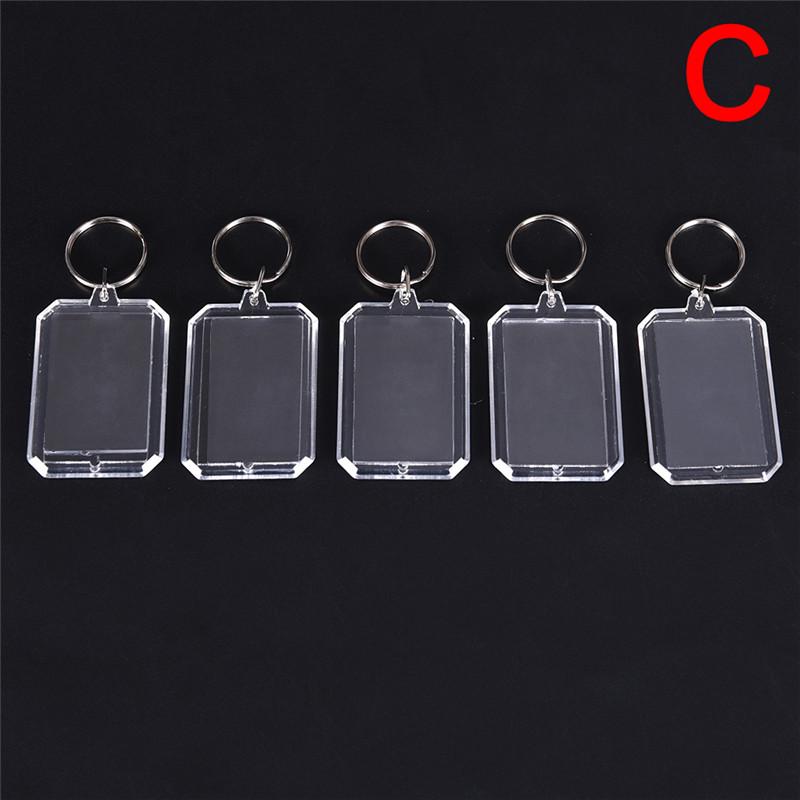 5Pcs Transparent Blank Insert Photo Picture Frame Keyring Key Chain Diy Gifts