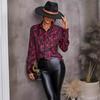 European & American Style Women's Autumn Print Tie Single-Breasted Long-Sleeve Shirt