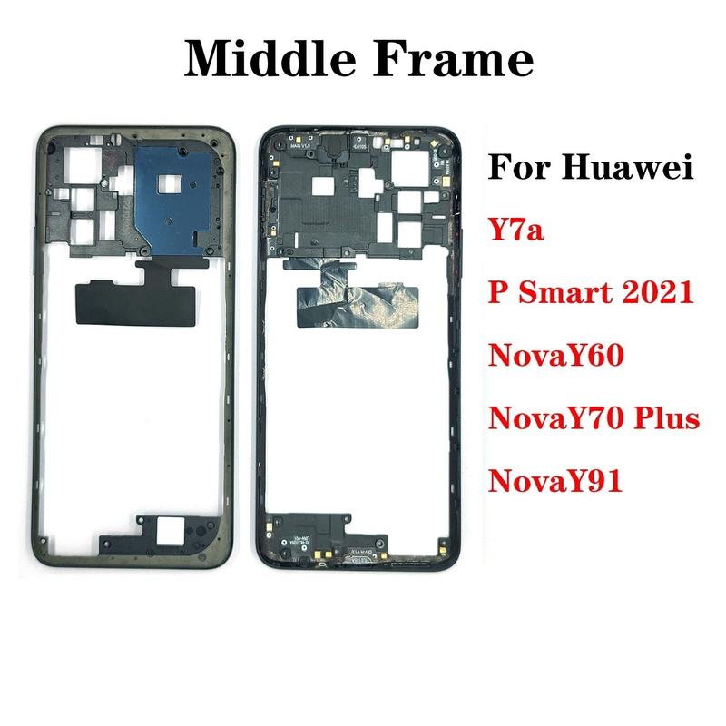 For Huawei Y7a Nova Y60 Y70 Y91 Plus P Smart 2021 Middle Frame Housing Bezel Plate Cover With Side Button