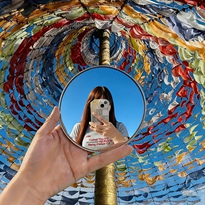 1 шт. Зеркало для фотопутешествий – Маленькое круглое, Выпуклое стекло для широкоугольных снимков, Портативное селфи-оборудование, Подарок друзьям