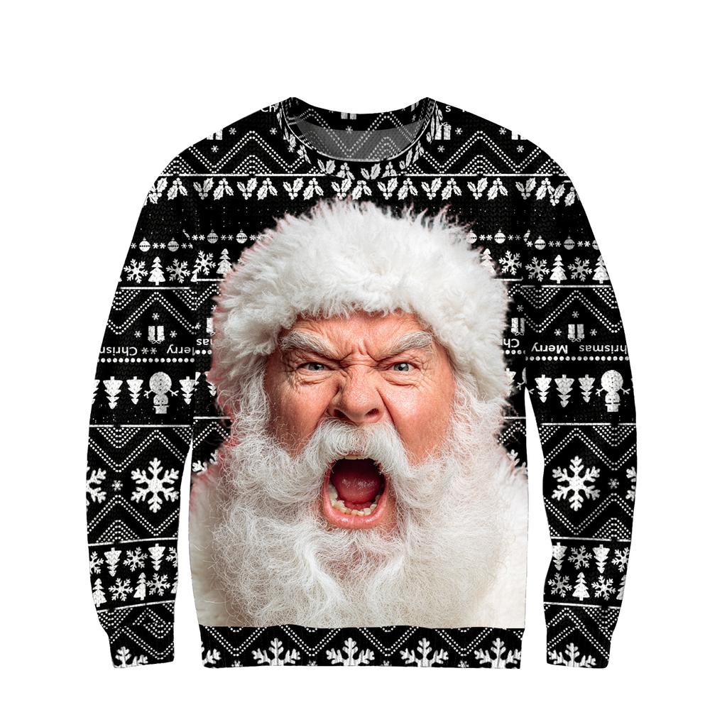 Мужской рождественский свитер с принтованным воротником