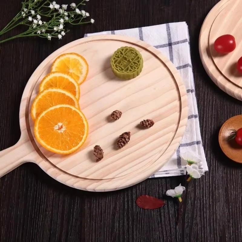 1 шт. деревянная круглая доска для пиццы с ручным противнем для выпечки, разделочная доска из камня для пиццы, форма для выпечки пиццы, торта, полезные кухонные гаджеты