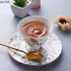 Керамическая кружка с цветком Кофейная чашка с блюдцем Чашки для послеобеденного чая Цветочные чайные чашки Поднос для закусок Чашки для завтрака Стакан для воды Кружка для молока