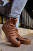 Men's Fashion Faux Leather Flat Heeled Boots Bootie Crt Swat Boots Tan Shoes