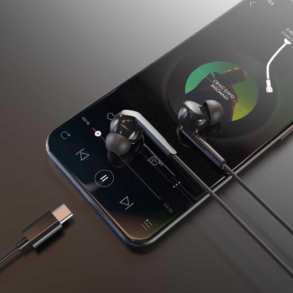 X3C in-ear wired headphones with microphone and remote control USBC 12m black