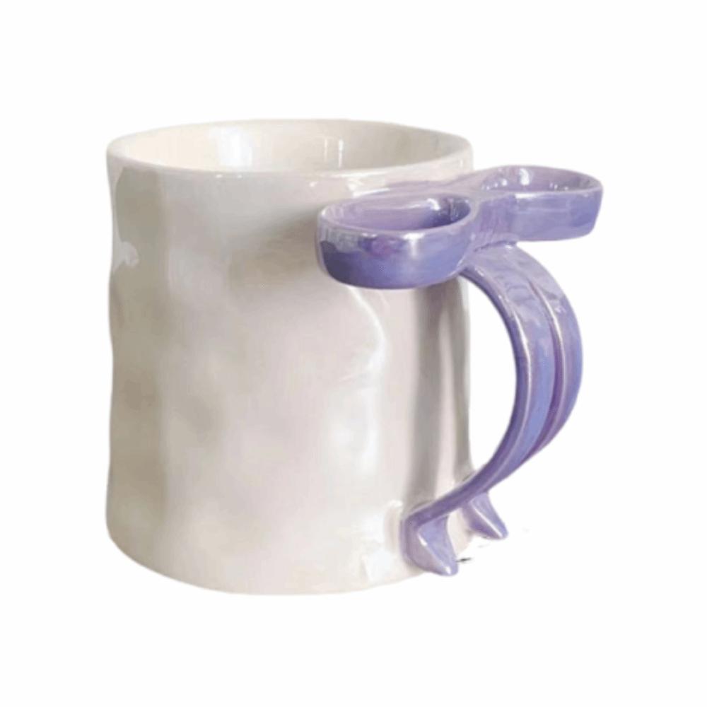 INS Bowknot Ceramic Mug Exquisite Ceramic Coffee Cup Safe Milk Container Girl's Gift