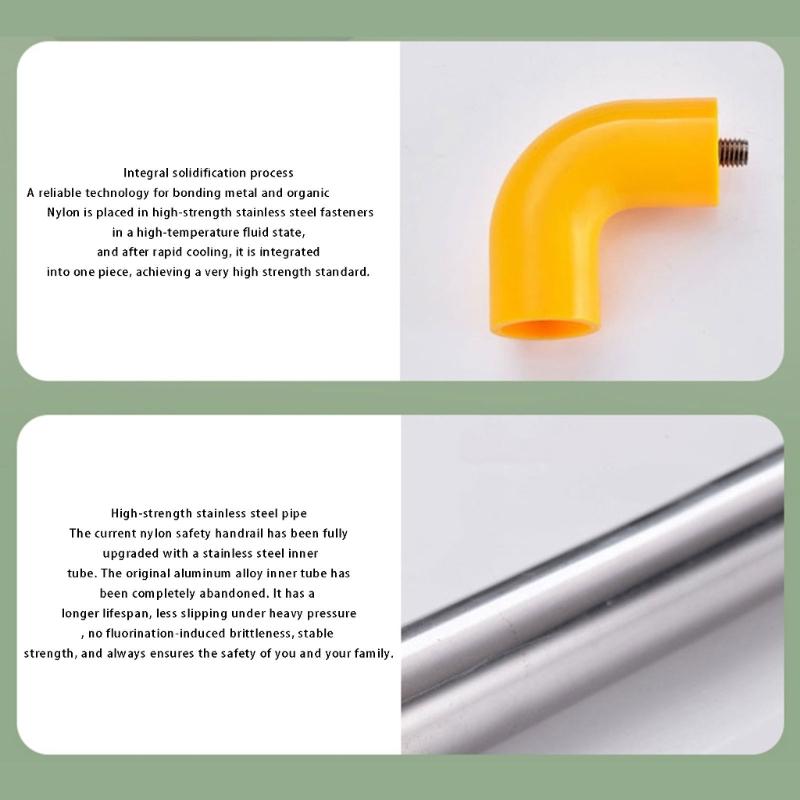 Stainless Steel Shower Handrail with Glowing Features 500 Pound Weight Bearing Antislip Grip for Bathing Safety