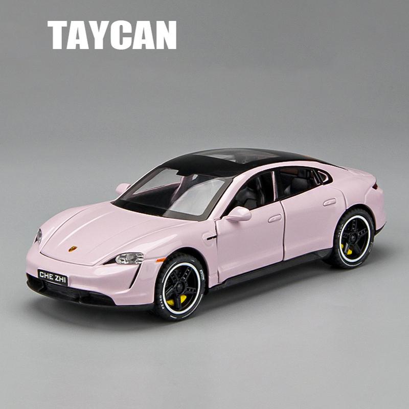 1/32 Porsche Taycan Новые энергетические транспортные средства Литые и игрушечные транспортные средства Металлическая игрушечная модель автомобиля Звуковая и световая коллекция Детская игрушка