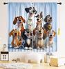 Funny Dog Blackout Curtain, Cute Animals Cartoon Dog Kawaii Pets Pattern Drapery Rod Pocket Drapes Treatments Window Curtains