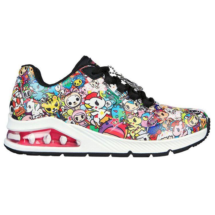 Skechers Tokidoki X Uno 2 Удобные Универсальные Низкие Повседневные Кроссовки Женские Черный Мультиколор 155226-MLT