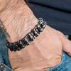 Men's Titanium Steel Punk Motorcycle Chain Bracelet - Non-fading, European & American Style.