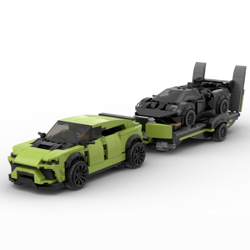Speed Champion Technical Car Lamborghini Urus SUV с прицепом Cty Racing Vehicles Building Block, совместимый с LEGo для подарка