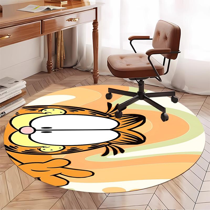 Garfield Pattern Round Rug, Indoor/Outdoor Mat, for Picnic, Gameroom, Bedroom, Office, Living Room, Home Decor Carpet, Birthday Gift