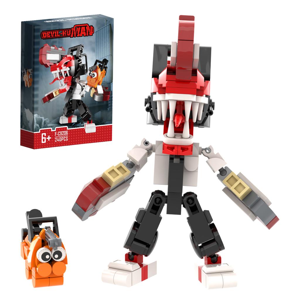 Новейшая коллекция высококачественных строительных блоков Brickheadz по мотивам «Человека-бензопилы» Мультяшные фигурки Дендзи и персонажа-собаки Кищы Блоки Игрушка Подарок для детей
