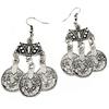 1 Pair Women Fashion Ethnic Jewelry Vintage Coins Drop Dangle Hook Long Earrings