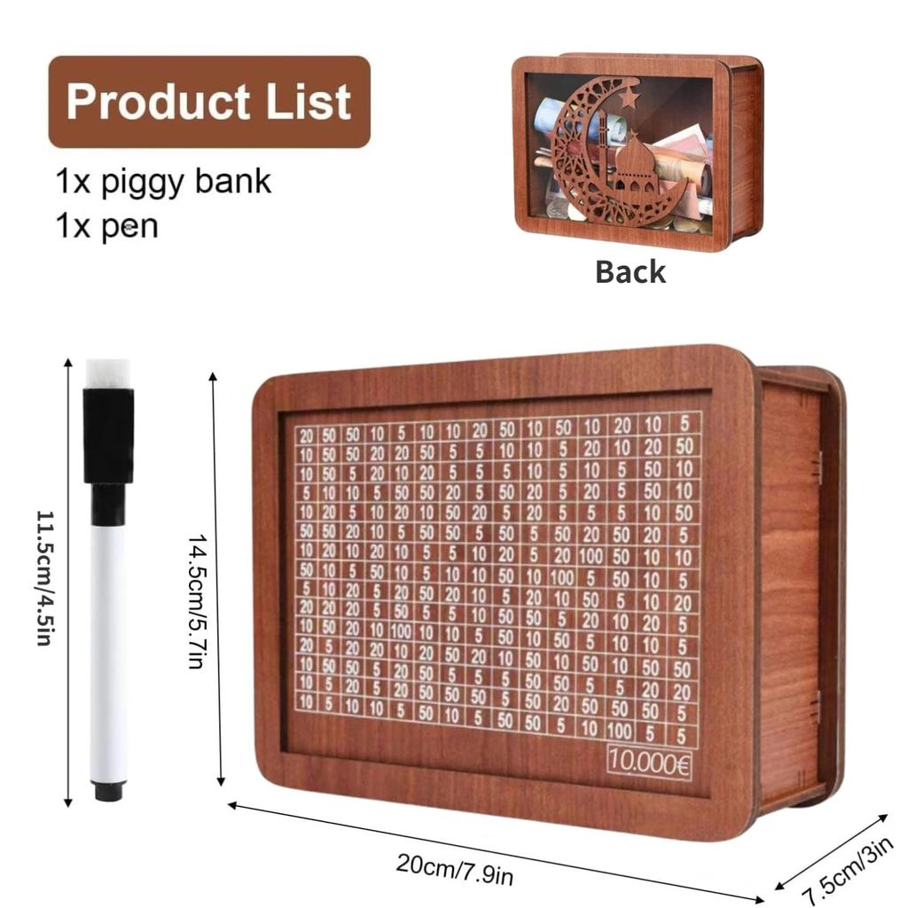 Копилка для сбережений евро 500/1000/2000/3000/5000/10000 долларов, деревянная копилка ручной работы с денежными целями и цифрами для детей и взрослых