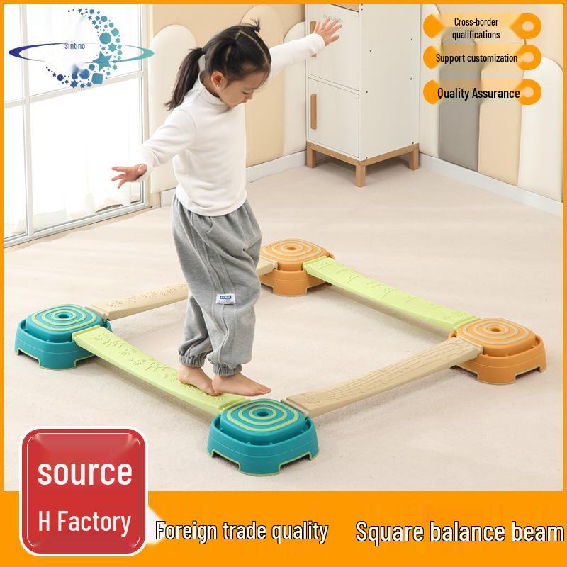 Нескользящий край Детское квадратное балансировочное бревно для помещений - Сенсорная тренировка и игрушка для раннего развития