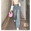 Винтажные джинсы с высокой талией, летние свободные тонкие прямые широкие брюки большого размера, женские джинсы