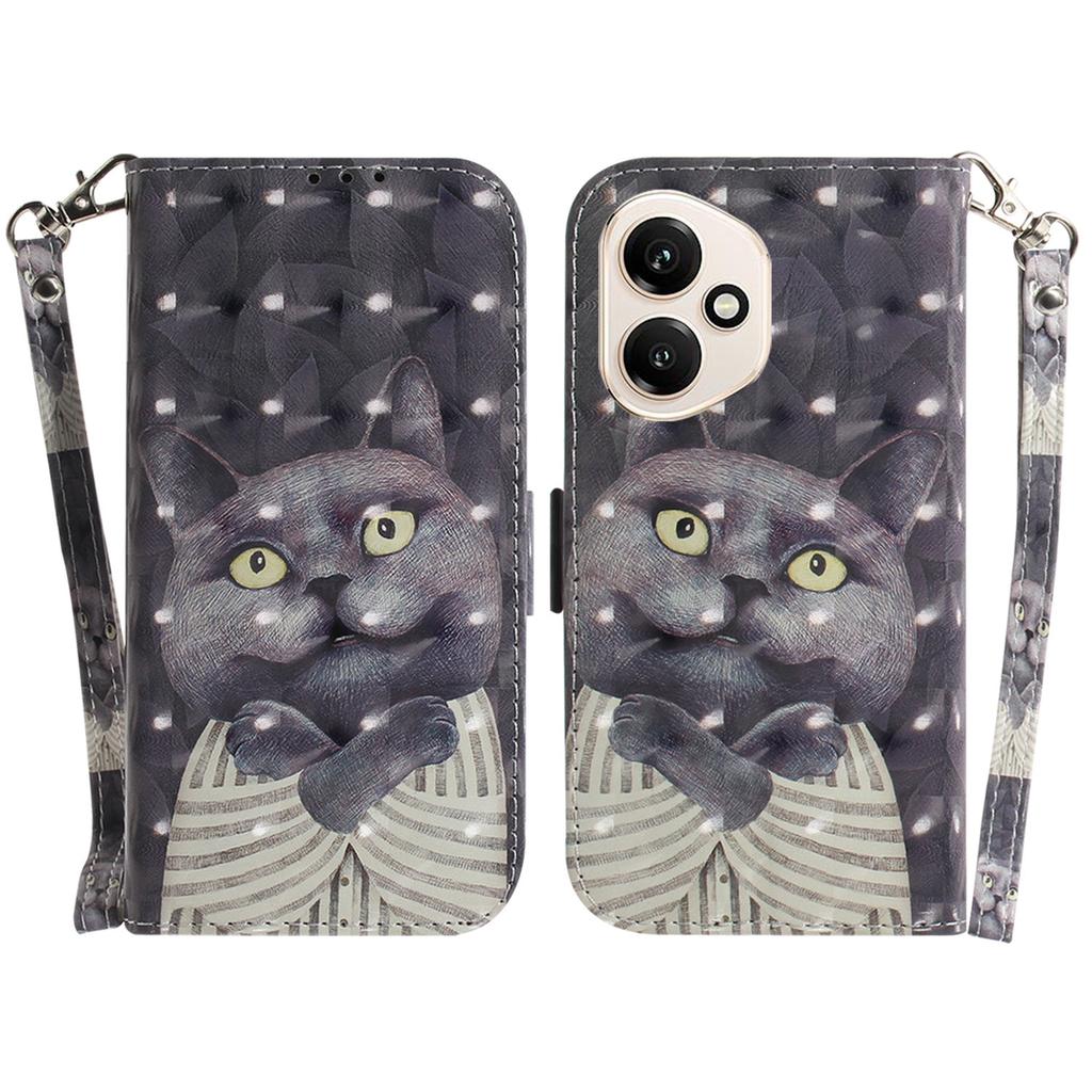 For Honor 400 5G (Global) Case Pattern Printing Leather Wallet Phone Cover with Wrist Strap