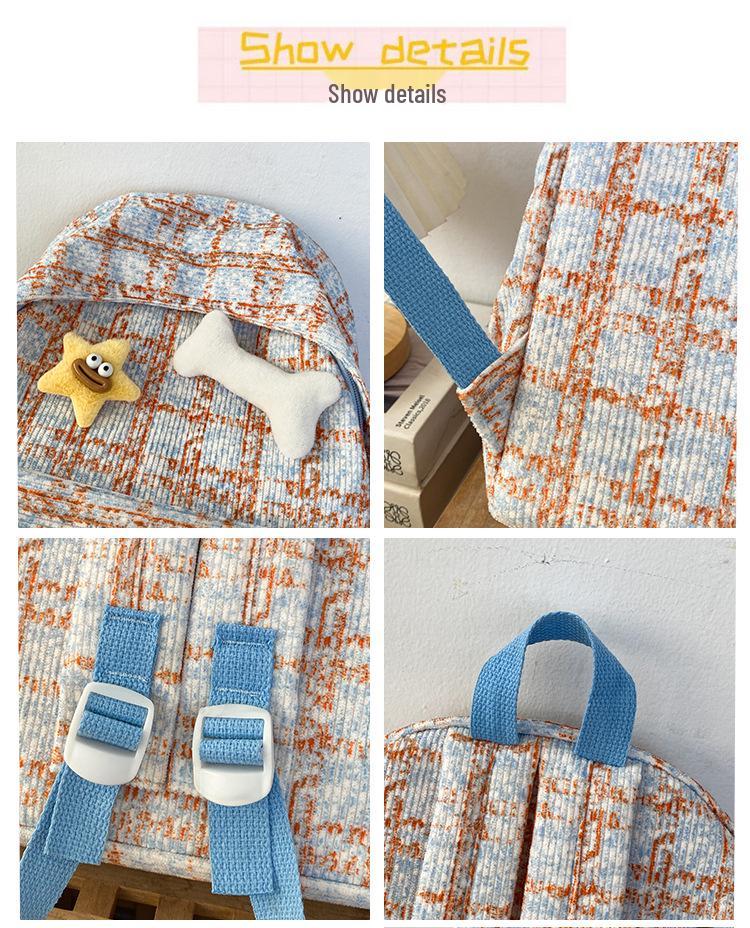 Клетчатый Милый Японский Рюкзак для Девочек - Универсальная Дорожная и Студенческая Сумка