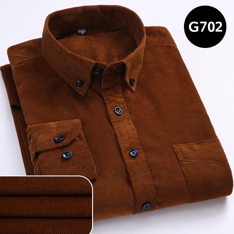 2026 Spring and Autumn New Men's Cotton Corduroy Long Sleeve Shirt Men's Casual Cotton Large Size Shirt