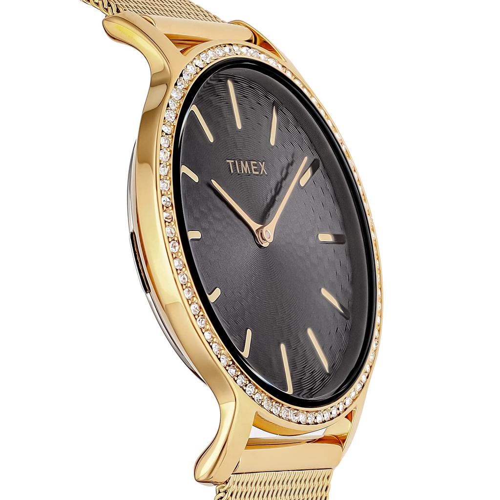 Watch Timex TRANSCEND Black Dial Brass Mineral Glass Quartz Japanese Movement 34MM America Watch TW2V52300 Gold [TIMEX] Women's [Item]