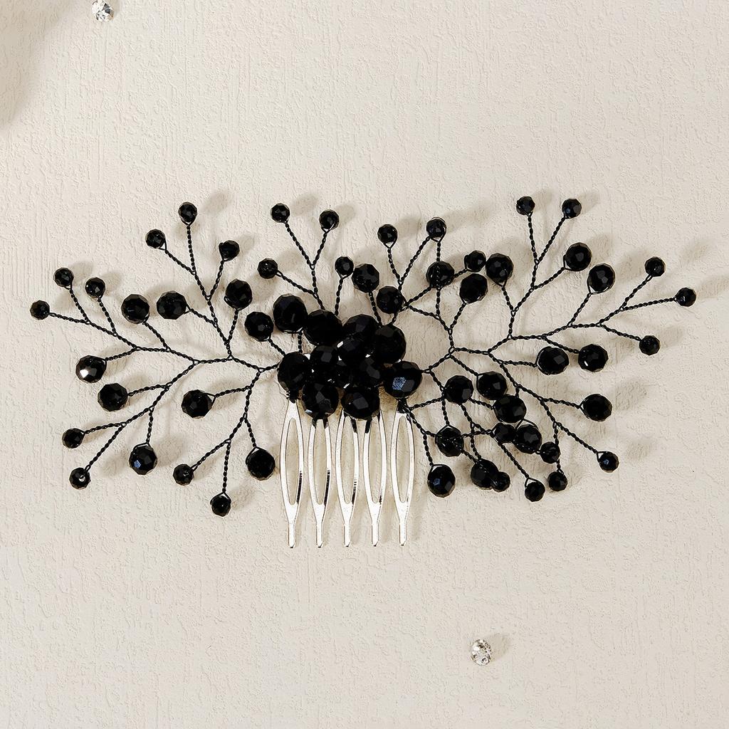 New Bridal Wedding Hair Accessories Handmade Crystal Hair Comb Holiday Party Accessories Halloween Black Comb for Women