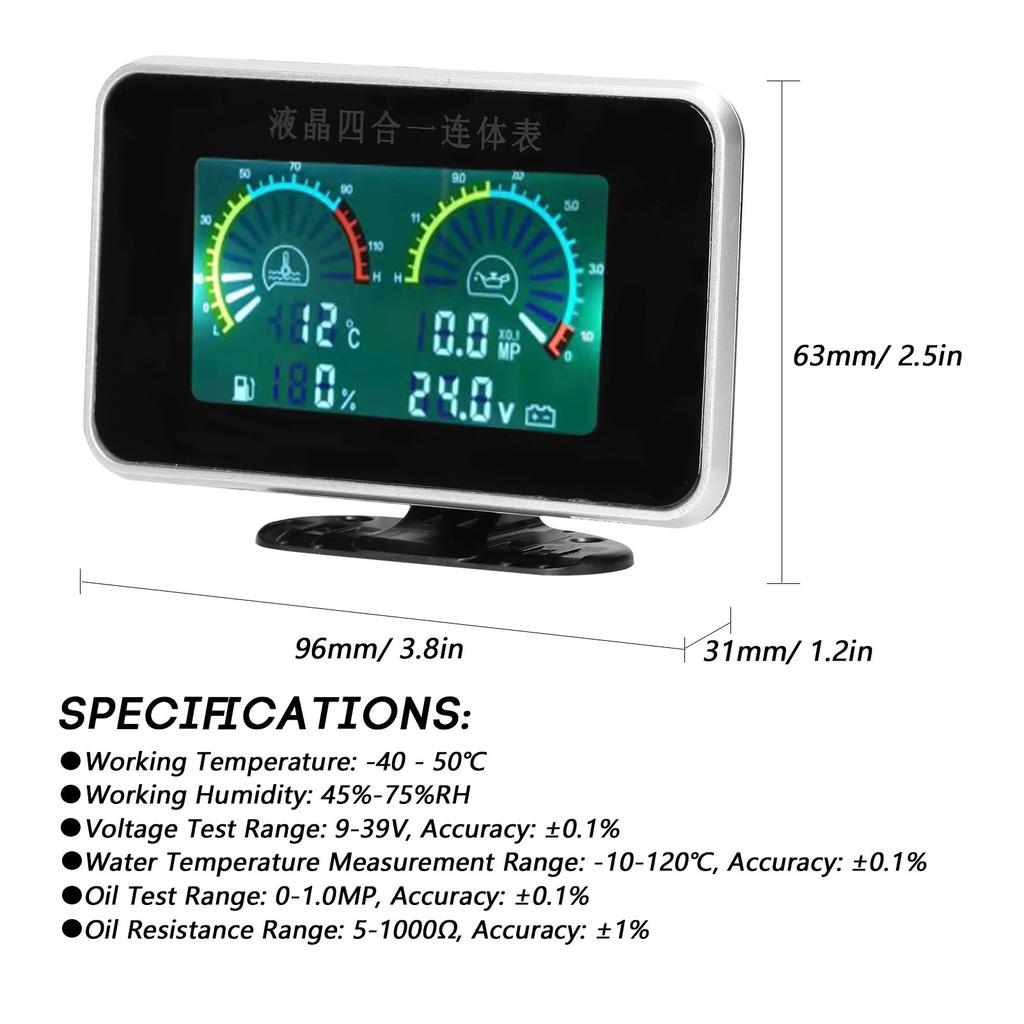 4 в 1 автомобильный ЖК-метр цифровой датчик давления масла напряжение воды температура топлива универсальный прибор 9-36 В для автомобиля грузовика внедорожника автофургона