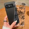 Black Floral Printed Clear TPU Phone Case For Google Pixel 9 Pro Pixel 9 Pro XL Soft Silicone Back Cover For Google Pixel 9A