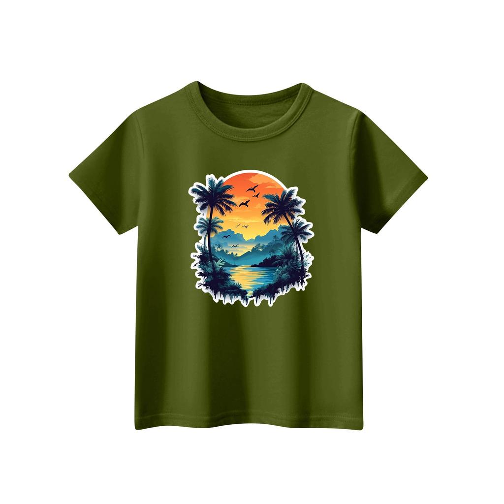 Детская модная повседневная футболка с круглым вырезом и короткими рукавами