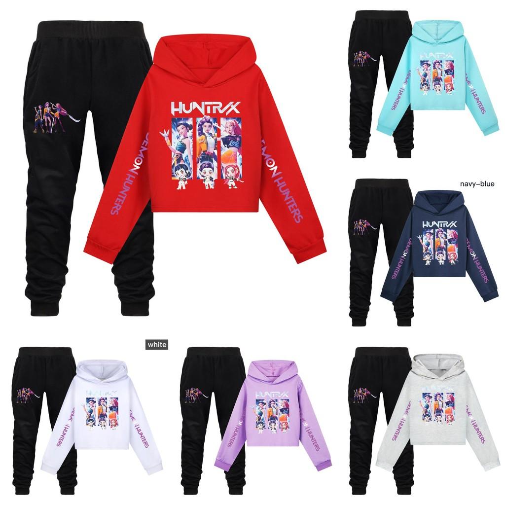 Kpop Demon Hunters Girls Cotton Casual Set With Long Sleeve Hoodie And Pants For Ages 110-170cm