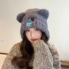 Осенне-зимняя шапка для женщин с защитой от ушей, плюшевая теплая вязаная шерстяная шапка