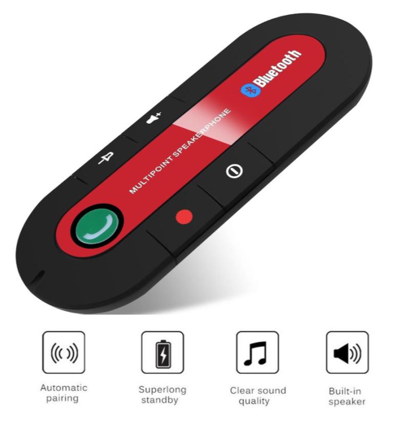 Kebidu Mini Android 4.1 Speakerphone Sun Visor Clip Universal Bluetooth Handsfree Car Kit Wireless Bluetooth Mp3 Music Player LB