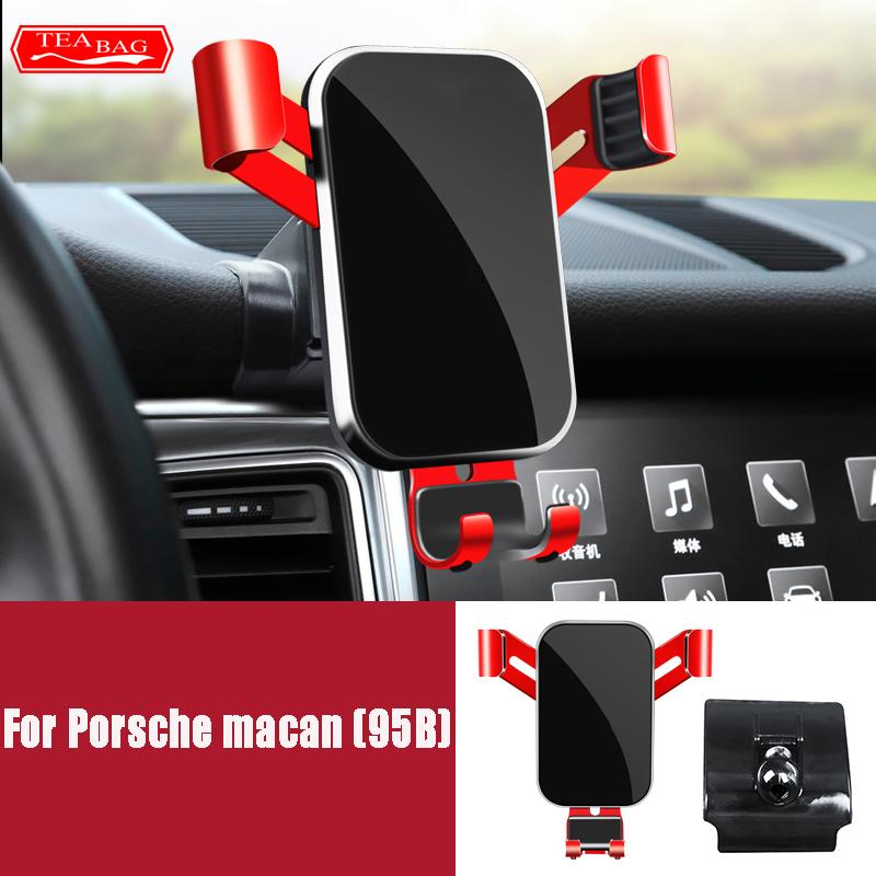 LHD Adjustable Car Phone Holder For Porsche Macan Cayenne Paramela 718 Gravity Mount Navigation Bracket Car Interior Accessories
