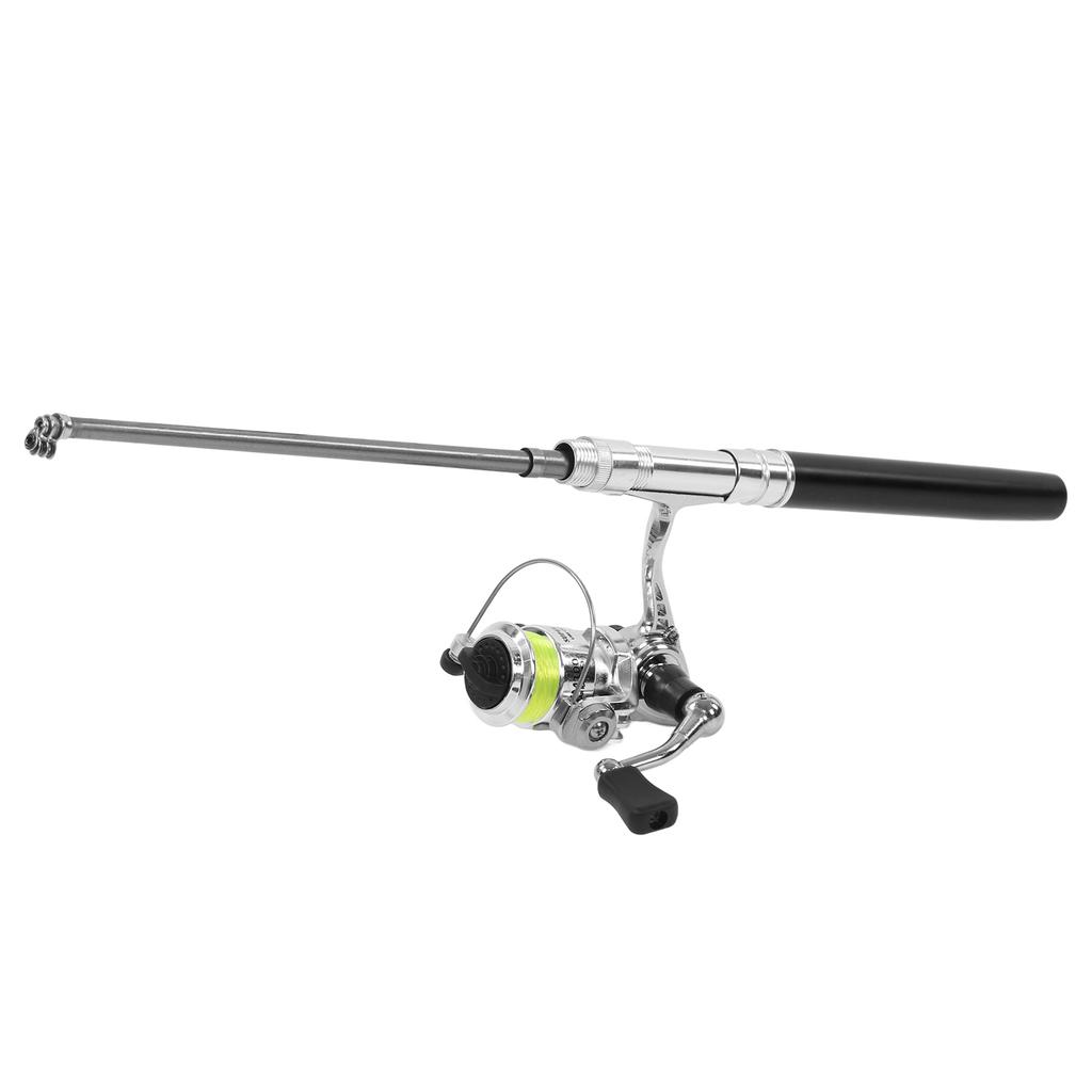 Портативное мини удилище в форме ручки, карманное выдвижное удилище с катушкой, черное