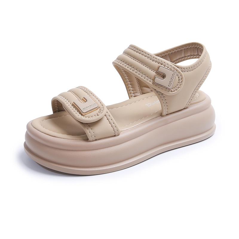 Сандалии на толстой подошве с липучкой, женские летние с юбкой, спортивные туфли на плоской подошве, женская пляжная обувь, модная женская летняя дышащая обувь