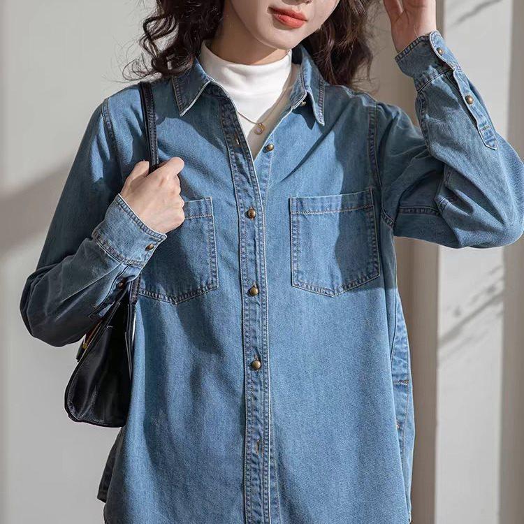 Vintage Blue Cotton Blend Sleeveless Shirt With Abstract Print For Women Fall