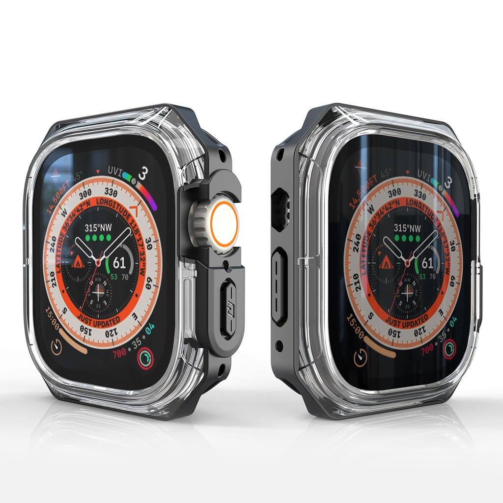 Чехол TPU PC без пленки для Apple Watch Ultra/Ultra 2 Series 9 8 7 6 5 4 SE 49 мм 44 мм 40 мм 45 мм 41 мм Прозрачный защитный бампер Аксессуары