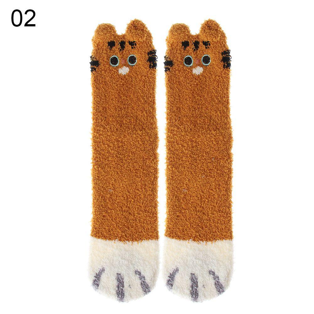 gift Fluffy Thickening Plush Sleep Bed Sock Floor Socks Cashmere Sox Coral velvet socks Paw pattern