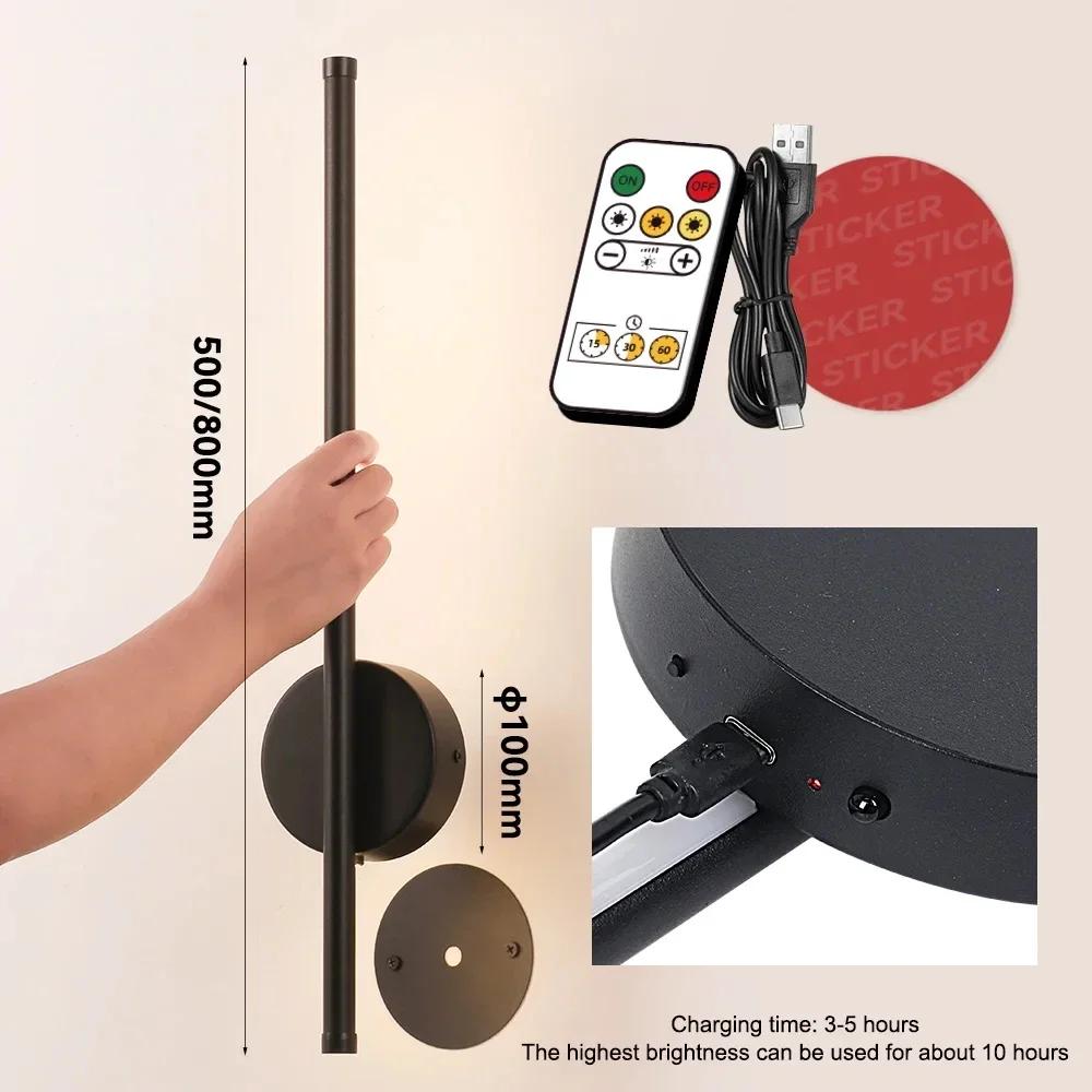 Rechargeable LED Wall Light Magnetic Attraction Wireless Sconces Remote Control Dimming Bedroom Bedside Mirror Hotel Indoor Lamp