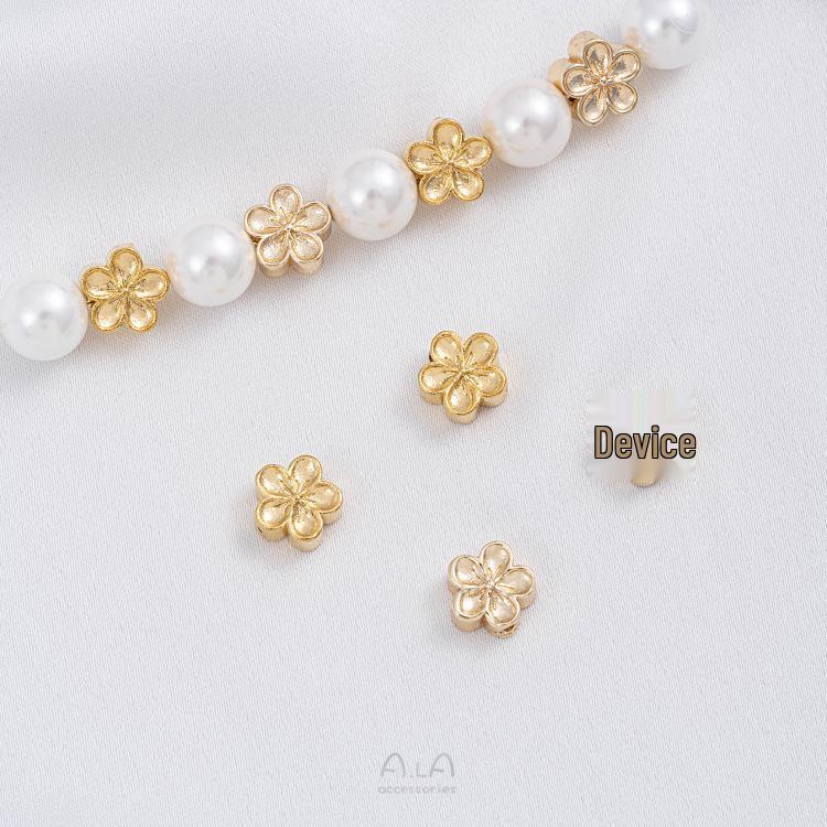 Проставки в виде цветков сливы из золота 14 карат для изготовления ювелирных изделий - Стойкое сохранение цвета, Мелкий цветочный бисер для самостоятельного изготовления браслетов и бэнглов.