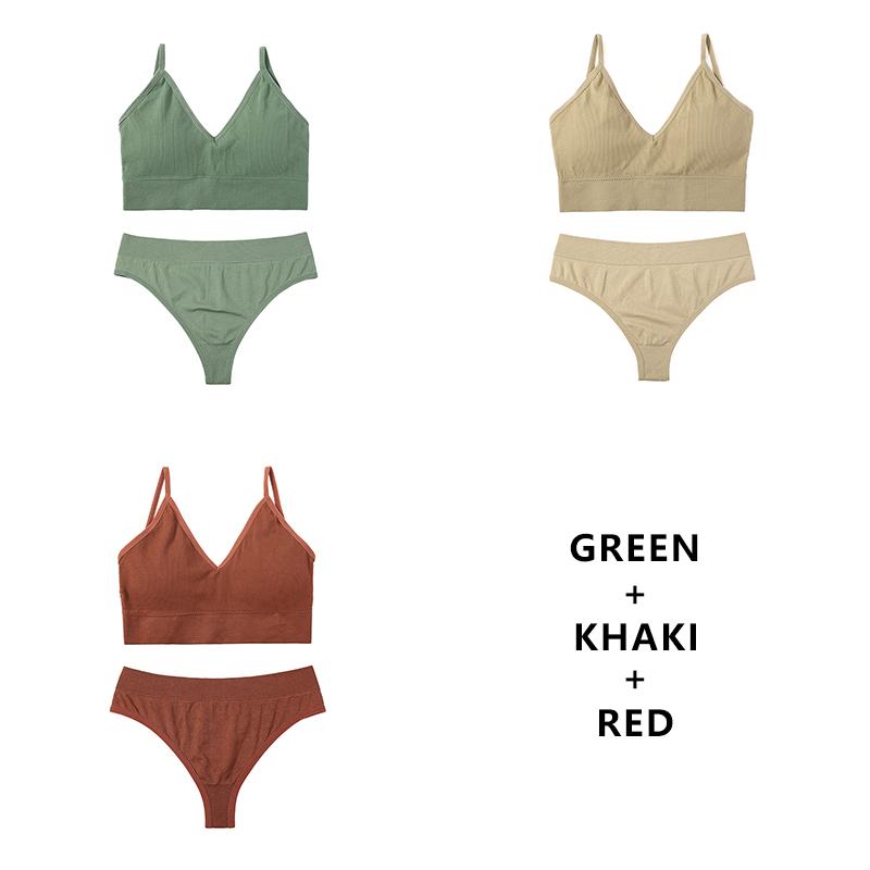 CINOON 3Pcs/Lot Women Bra Set Sexy Seamless Thong Low Waist Panties Wire Free Bra Bralette Lingerie Brassiere Female Underwear Set