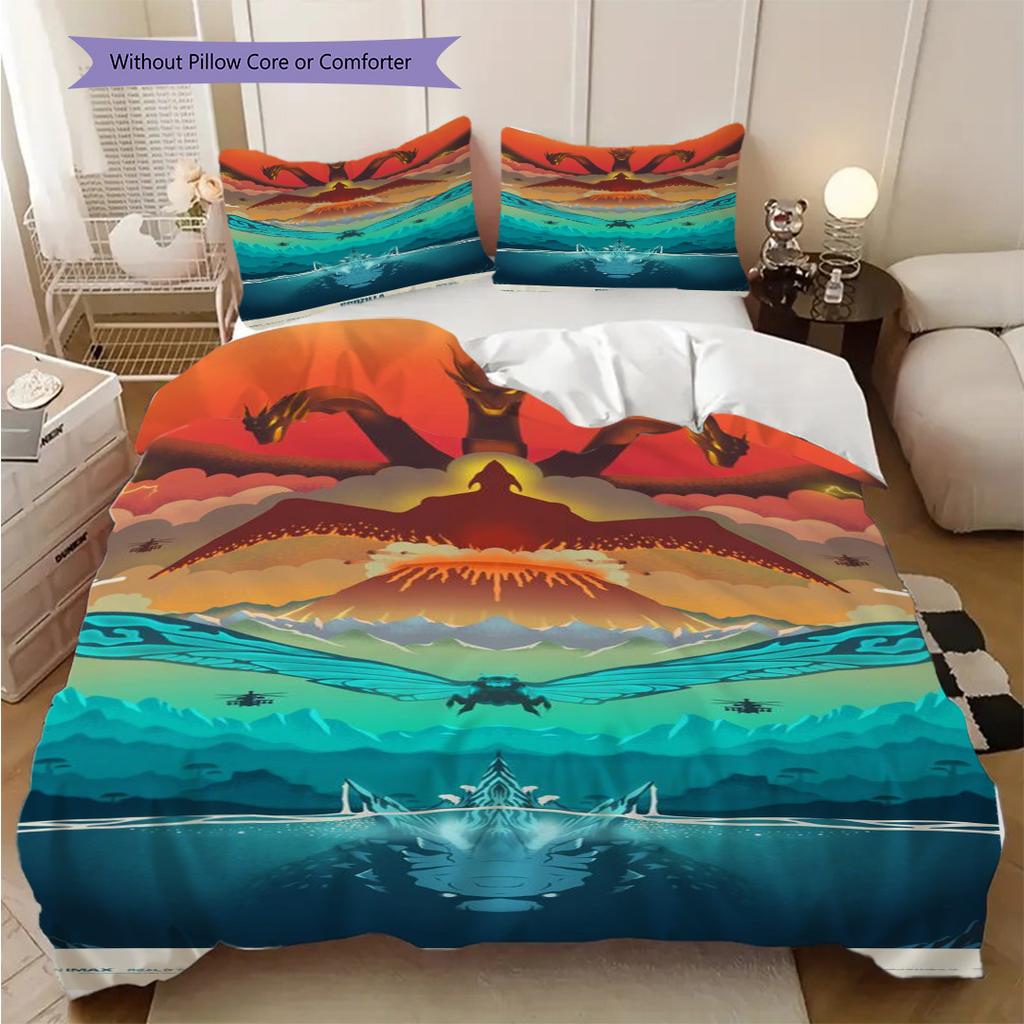 Godzilla Vs Kong Comforter Set Threepiece Set 1 Duvet Cover 2 Pillowcase Without Core Soft And Comfortable Christmas Birthday Gift