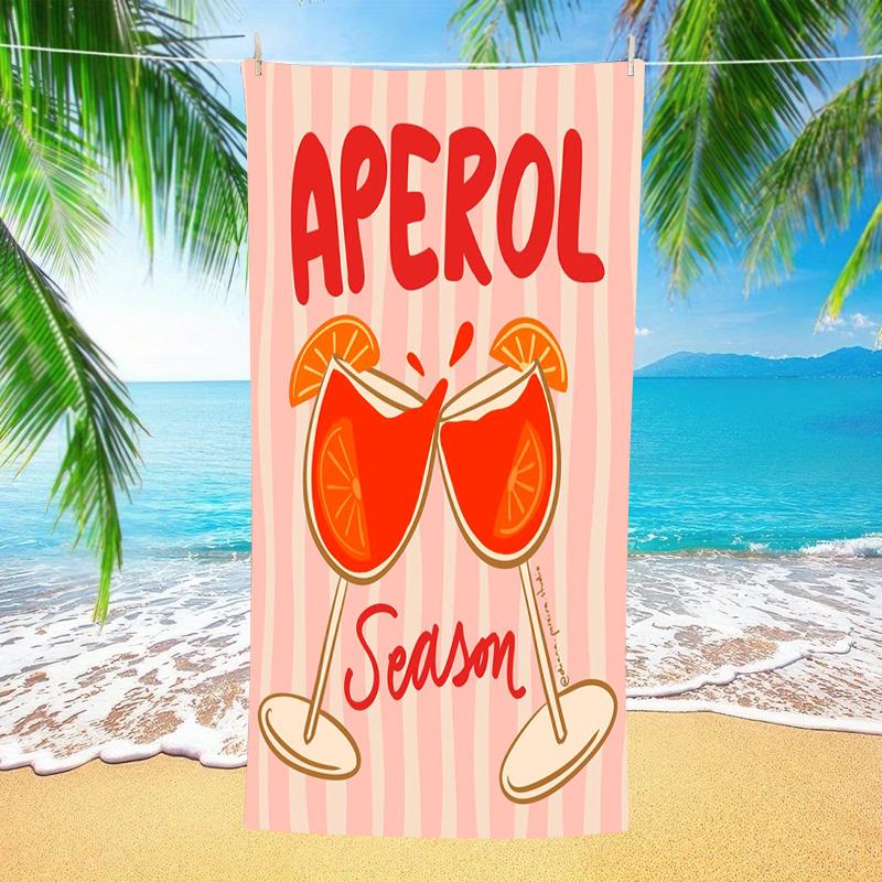 Cocktail beach towel Italian summer orange light wine glass beach party quick drying towel