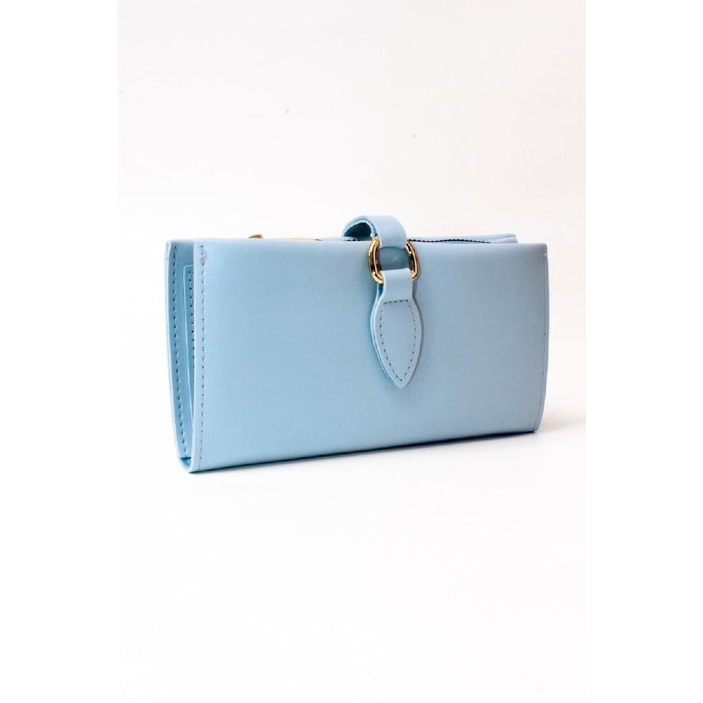 Soft Leather Orange Women's Wallet Accessory With Snap Fasteners, Multi-compartments, Zipper In The Middle And Phone Holder