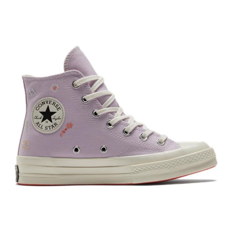 Converse Chuck 70 High с вышитым цветочным принтом - бледно-аметистовые женские кроссовки фиолетового цвета с несколькими цаплями A01584C