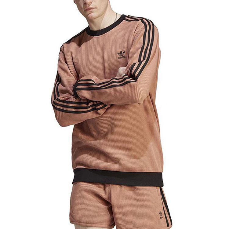Adidas Originals Retro Trefoil Logo Colorblock Crewneck Sweatshirt Men Sweatshirt Brown HS2080