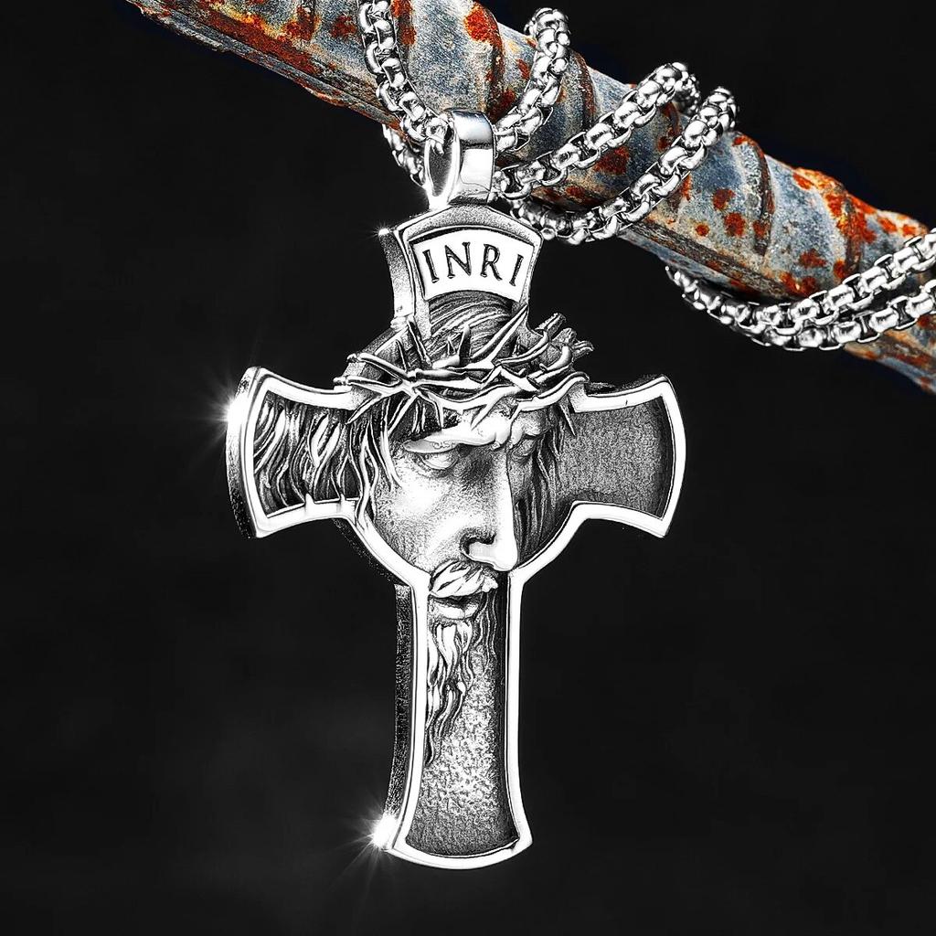 INRI Иисус Крест Религиозный Амулет Из Нержавеющей Стали Мужчины Женщины Ожерелья Подвески Цепи Панк Модные Ювелирные Изделия Креативный Подарок Оптовая Продажа